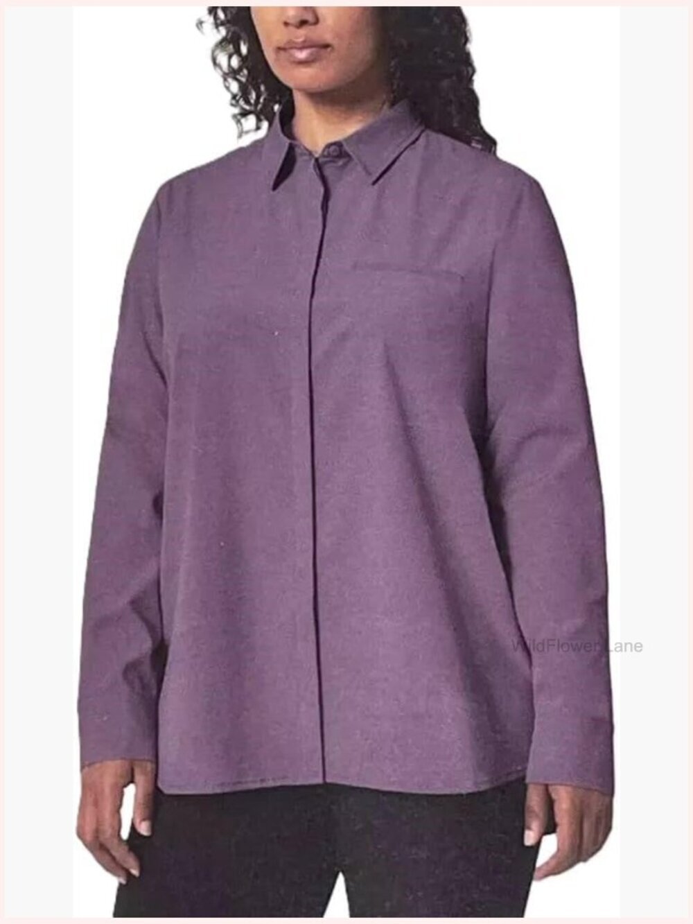 Long Sleeve Button Down Travel Shirt Moisture Wicking Odor Resistant Relaxed Fit